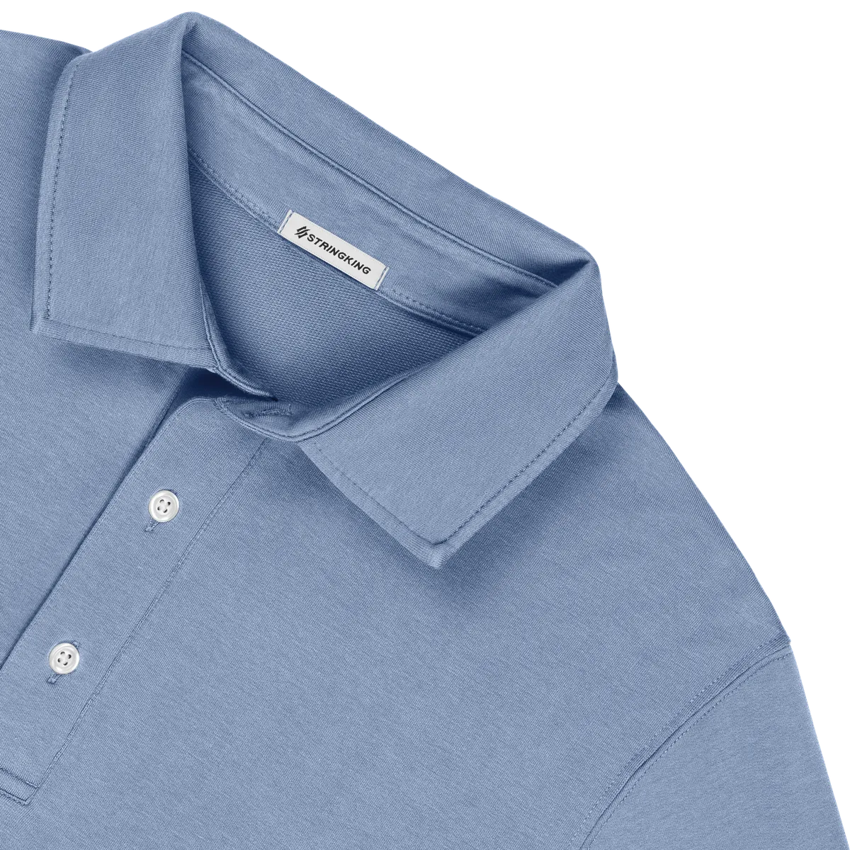 StringKing Men's Pima Cotton Polo Sweatshirt - Sharp Fit, Slate Blue, Detail