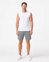 StringKing Men's StayWarm Tank Top - Sharp Fit, White, Full Front - Human Model - Top of head to Knees