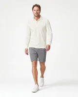 StringKing Men's Pima Jersey Long Sleeve Polo - Sharp Fit, Tofu, Full Front Angle - Human Model