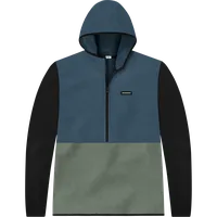 StringKing Men's Polartec Half Zip Hoodie - Sharp Fit, Indian Teal Top, Avenue Green Bottom, Meteorite Sleeves, Black Trim, Front