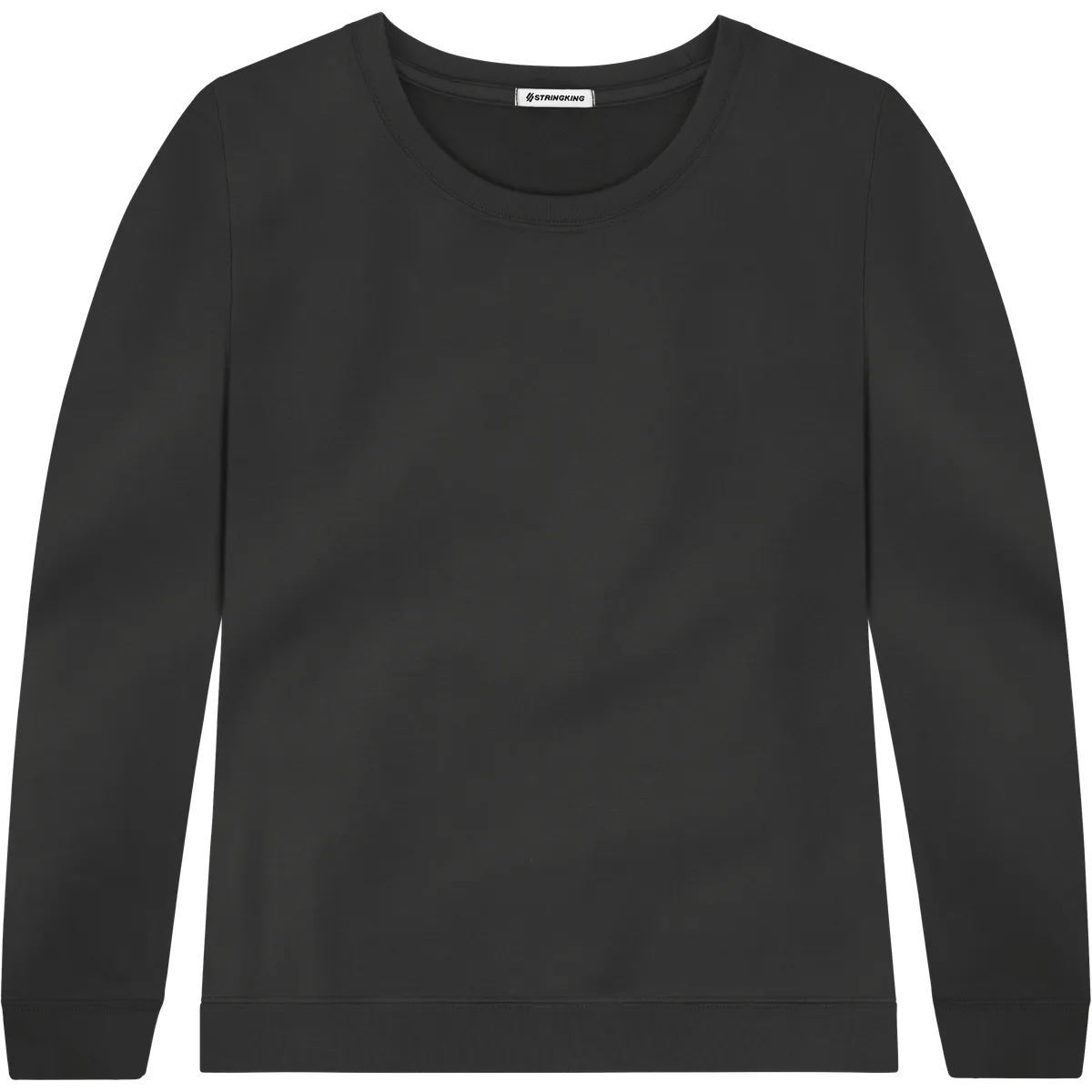 StringKing Women's Pima Terry Crew Sweater - Relaxed Fit, Black, Front