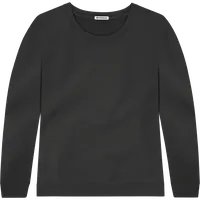 StringKing Women's Pima Terry Crew Sweater - Relaxed Fit, Black, Front