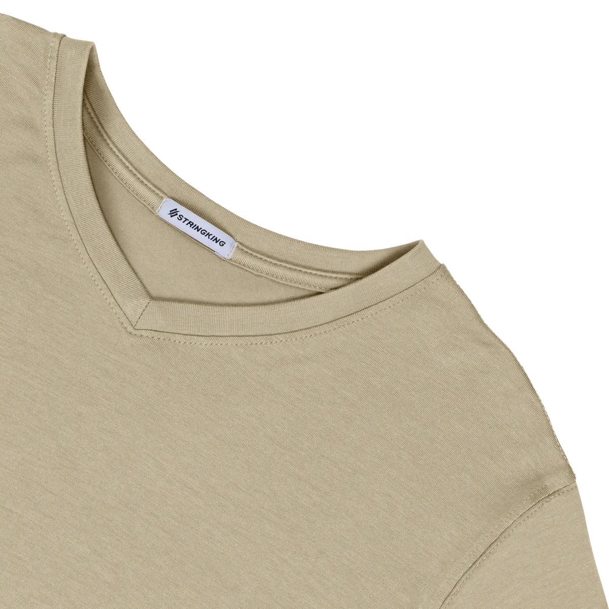 StringKing Men's Pima Cotton Long Sleeve V-Neck T-Shirt - Sharp Fit, Warm Khaki, Detail
