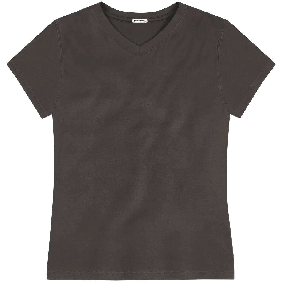 StringKing Women's FlexTech Short Sleeve V-Neck T-Shirt - Relaxed Fit, Charcoal, Front