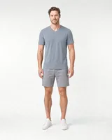 StringKing Men's Pima Terry V-Neck Tee - Sharp Fit, Tradewinds, Full Front - Human Model