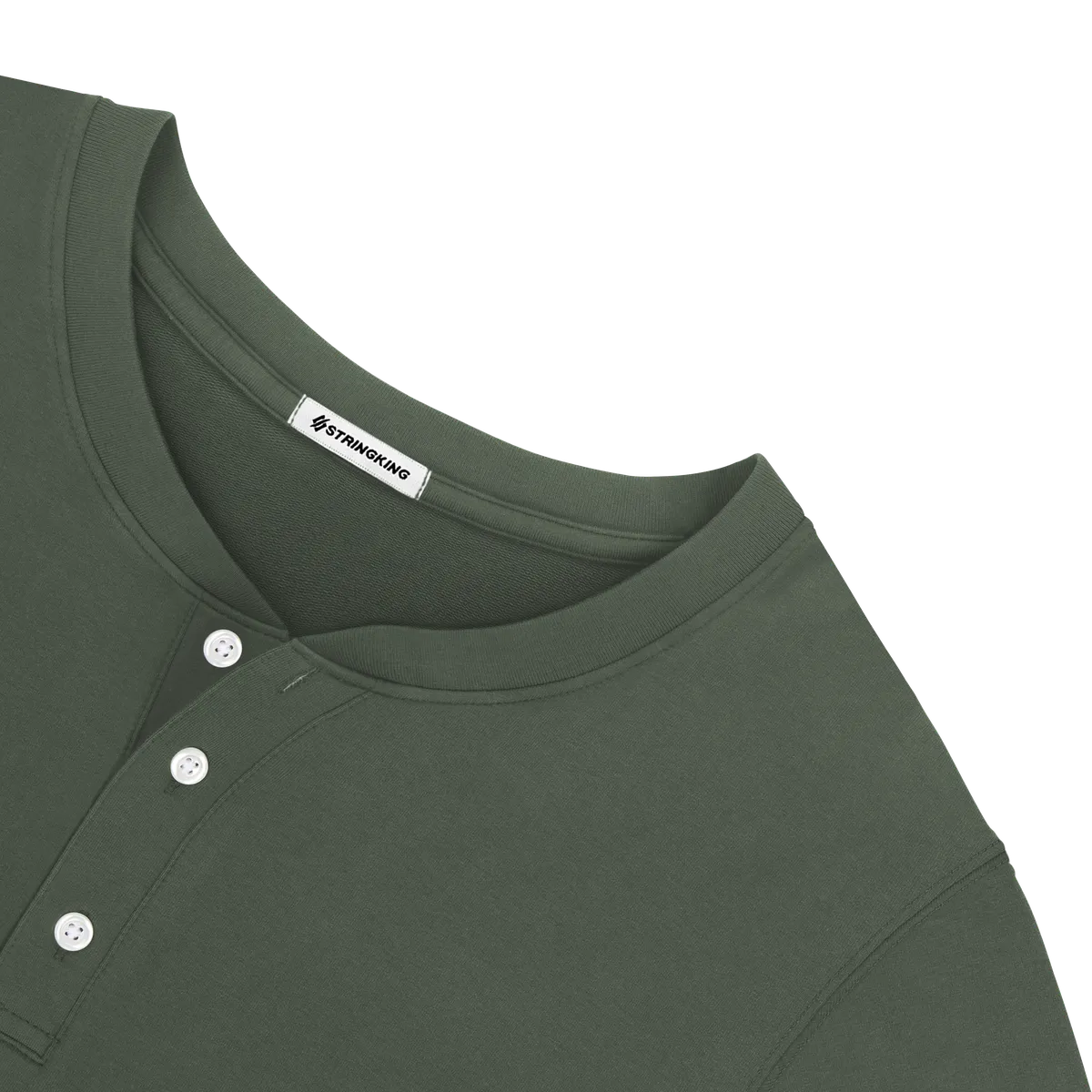 StringKing Men's Pima Terry Henley - Sharp Fit, Moss, Detail