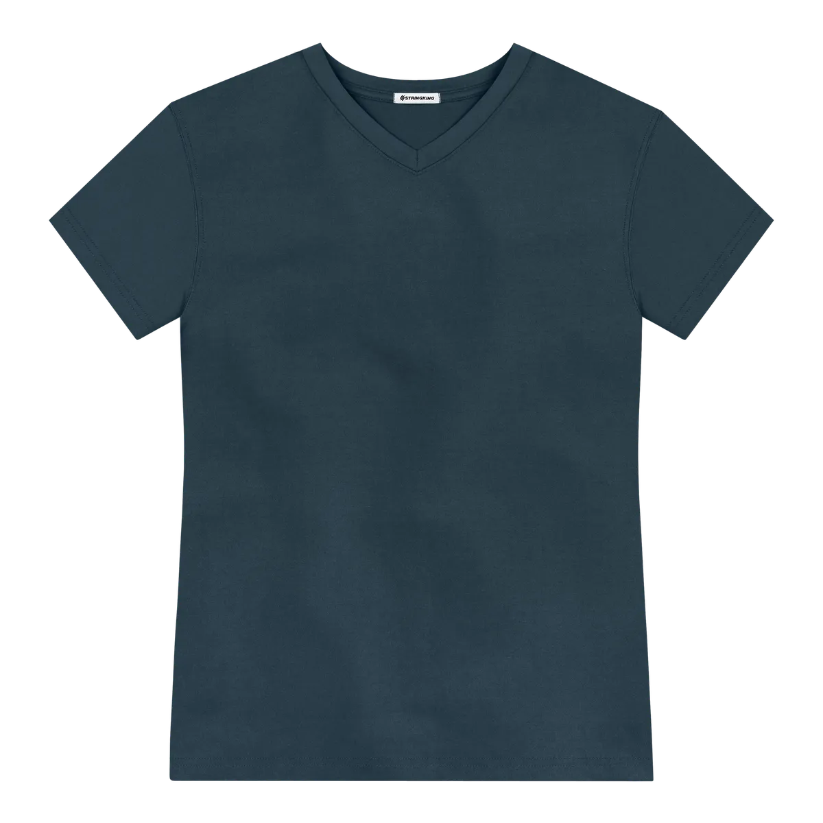 StringKing Men's FlexTech Short Sleeve V-Neck T-Shirt - Sharp Fit, Navy, Front