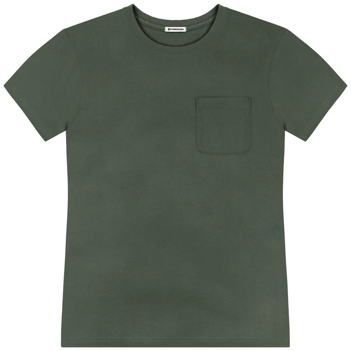 StringKing Men's Pima Jersey Pocket Tee - Sharp Fit, Moss, Front