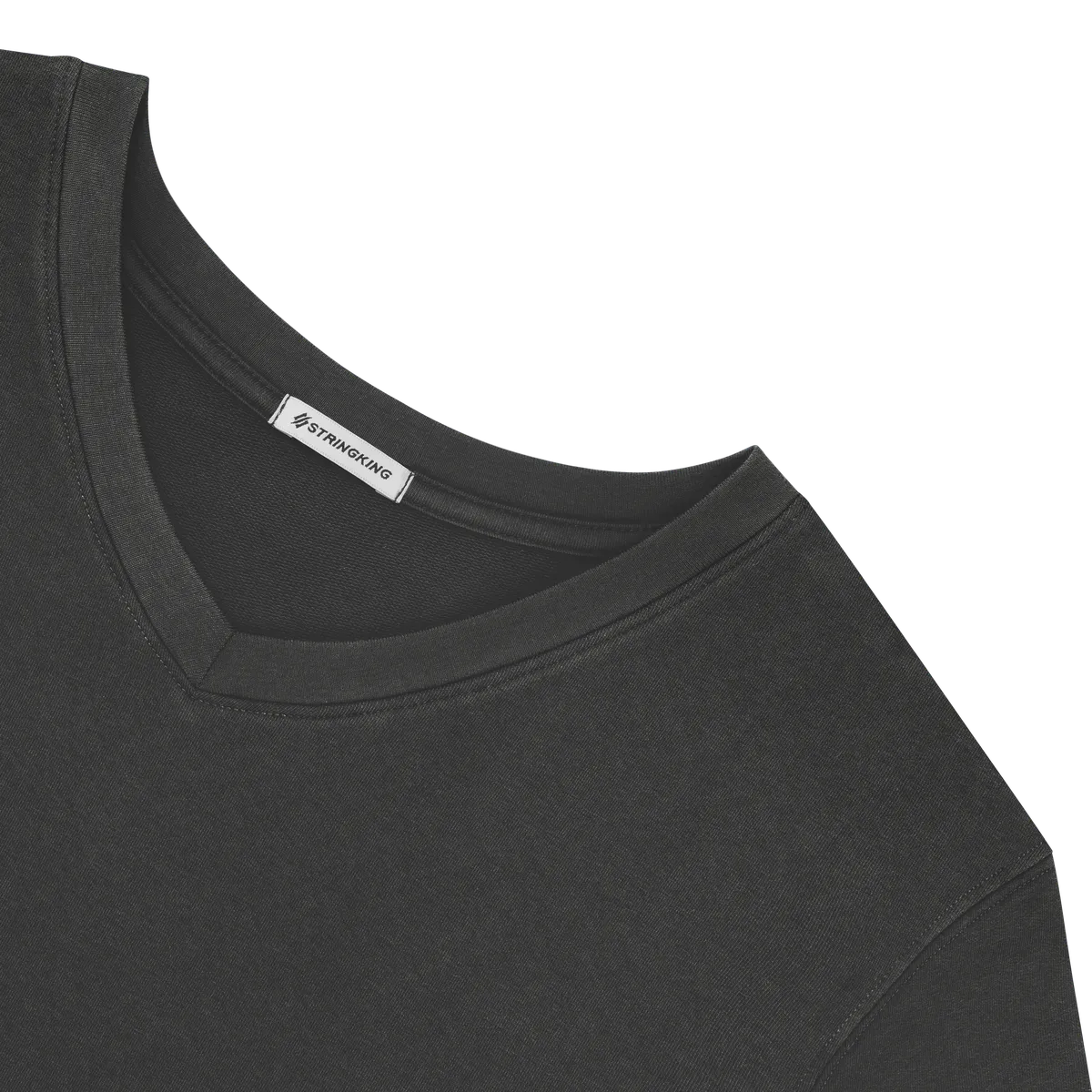 StringKing Women's Pima Cotton V-Neck Sweatshirt - Relaxed Fit, Black, Detail