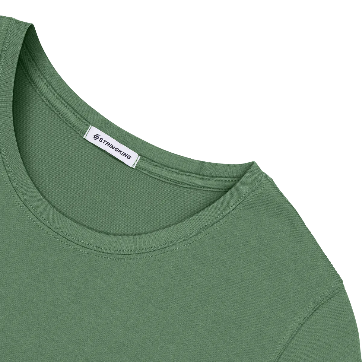 StringKing Women's Pima Cotton Short Sleeve Crewneck T-Shirt - Sharp Fit, Green, Detail