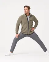 StringKing Men's Polartec Fleece Full Zip with Pockets - Sharp Fit, Mermaid, Full Front Angle - Human Model