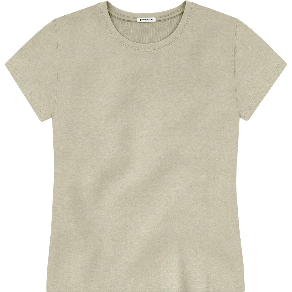 StringKing Women's Heavy Pima Cotton T-Shirt - Relaxed Fit, Khaki Green, Front
