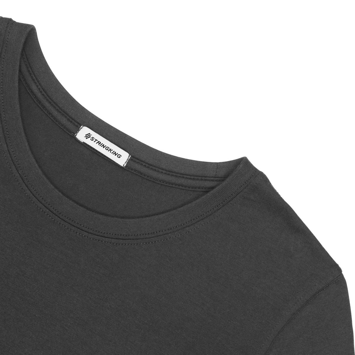 StringKing Women's Pima Cotton Long Sleeve Crewneck T-Shirt - Sharp Fit, Black, Detail