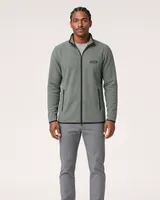 StringKing Men's Polartec Fleece Full Zip with Pockets - Sharp Fit, Avenue Green, Full Front - Human Model - Top of head to Knees