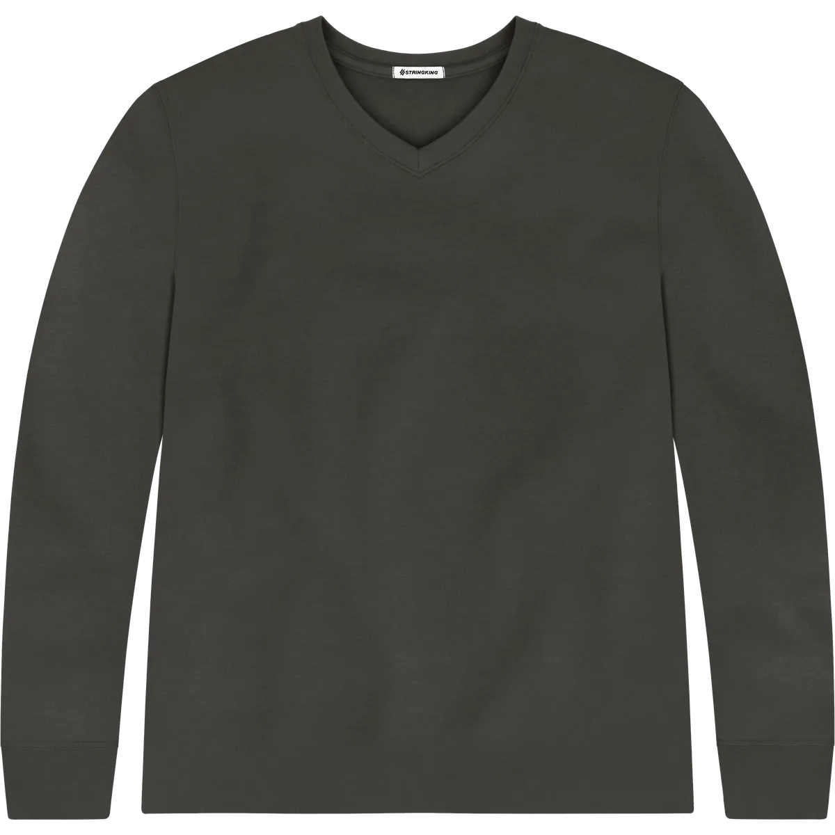 StringKing Men's Pima Terry Long Sleeve V-Neck Tee - Sharp Fit, Peat, Front