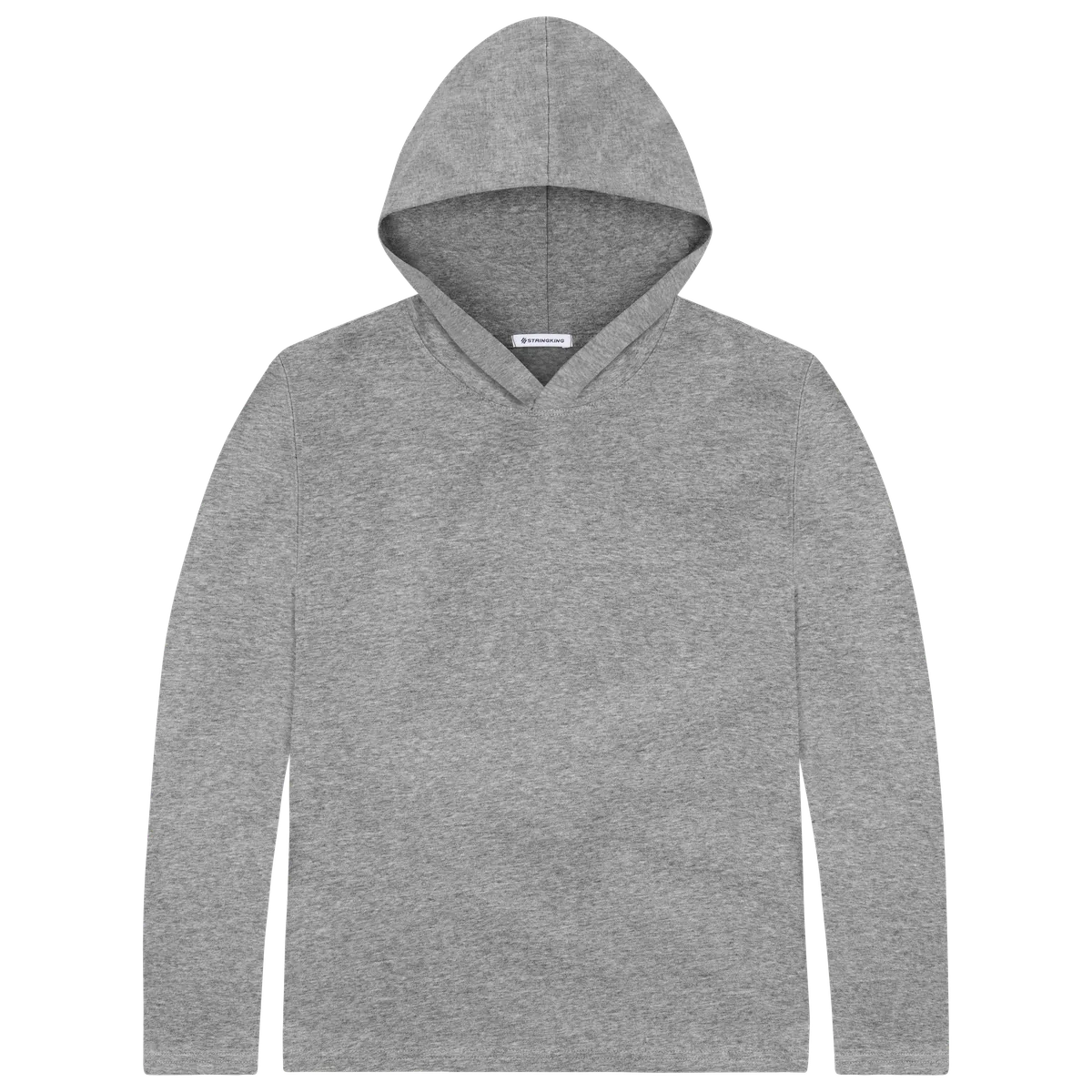 StringKing Women's Pima Cotton Lightweight Hoodie - Relaxed Fit, Heather Gray, Front