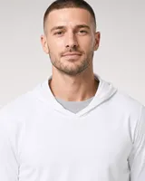 StringKing Men's Pima Jersey Hoodie - Sharp Fit, White, Collar Shoulder - Human Model