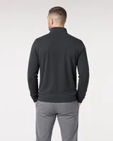 StringKing Men's StayWarm Quarter Zip - Relaxed Fit, Black, Full Back - Human Model - Top of head to Mid-thigh