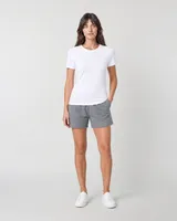 StringKing Women's Pima Jersey Tee - Sharp Fit, White, Full Front - Human Model