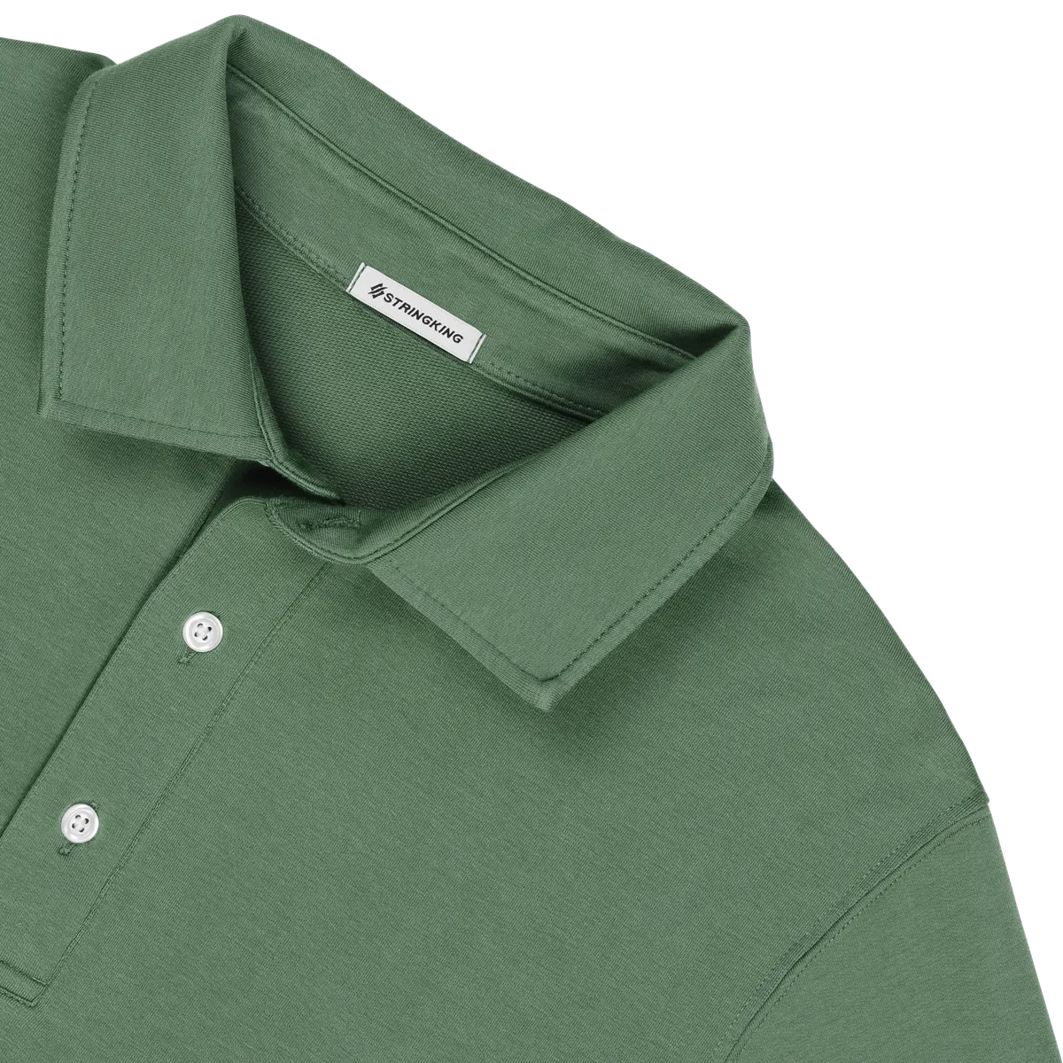 StringKing Men's Pima Cotton Polo Sweatshirt - Relaxed Fit, Green, Detail