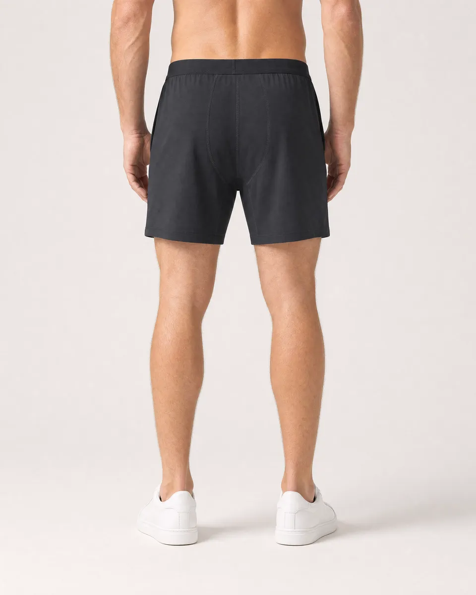 StringKing Men's StayCool Boxers - Relaxed Fit, Black, Full Back - Human Model - Chest to Feet