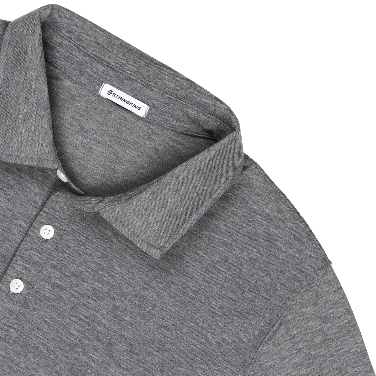 StringKing Men's FlexStyle Long Sleeve Polo - Relaxed Fit, Heather Gray, Detail