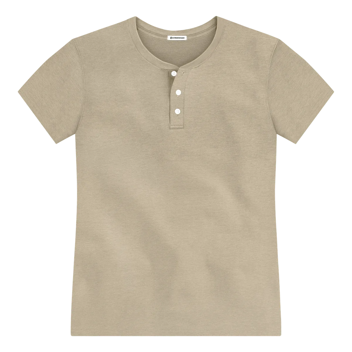 StringKing Men's Pima Cotton Short Sleeve Henley - Sharp Fit, Warm Khaki, Front