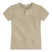 StringKing Men's Pima Cotton Short Sleeve Henley - Sharp Fit, Warm Khaki, Front