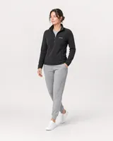 StringKing Women's Polartec Fleece Quarter Zip with Pockets - Sharp Fit, Meteorite, Full Front Angle - Human Model