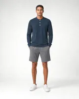 StringKing Men's Pima Jersey Henley - Sharp Fit, Navy, Full Front - Human Model