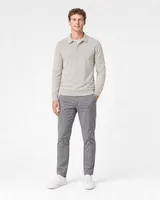 StringKing Men's Pima Terry Long Sleeve Polo - Sharp Fit, Moonstruck, Full Front - Human Model - Top of head to Knees