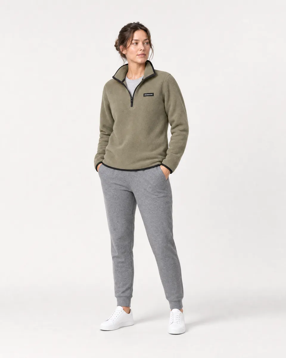 StringKing Women's Polartec Fleece Quarter Zip - Relaxed Fit, Mermaid, Collar Shoulder - Human Model