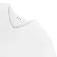 StringKing Women's Pima Jersey V-Neck Tee - Relaxed Fit, White, Detail