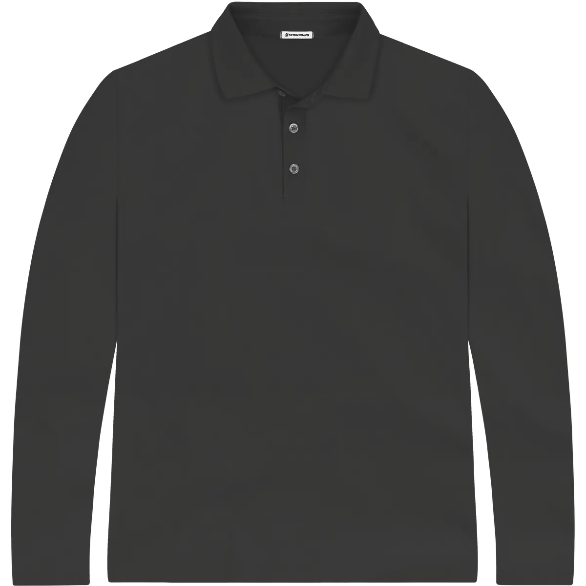 StringKing Men's StayCool Long Sleeve Polo - Relaxed Fit, Black, Front
