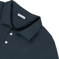StringKing Men's Pima Cotton Long Sleeve Polo - Relaxed Fit, Navy, Detail