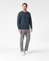 StringKing Men's Pima Terry Crew Sweatshirt - Relaxed Fit, Navy, Full Front Angle - Human Model
