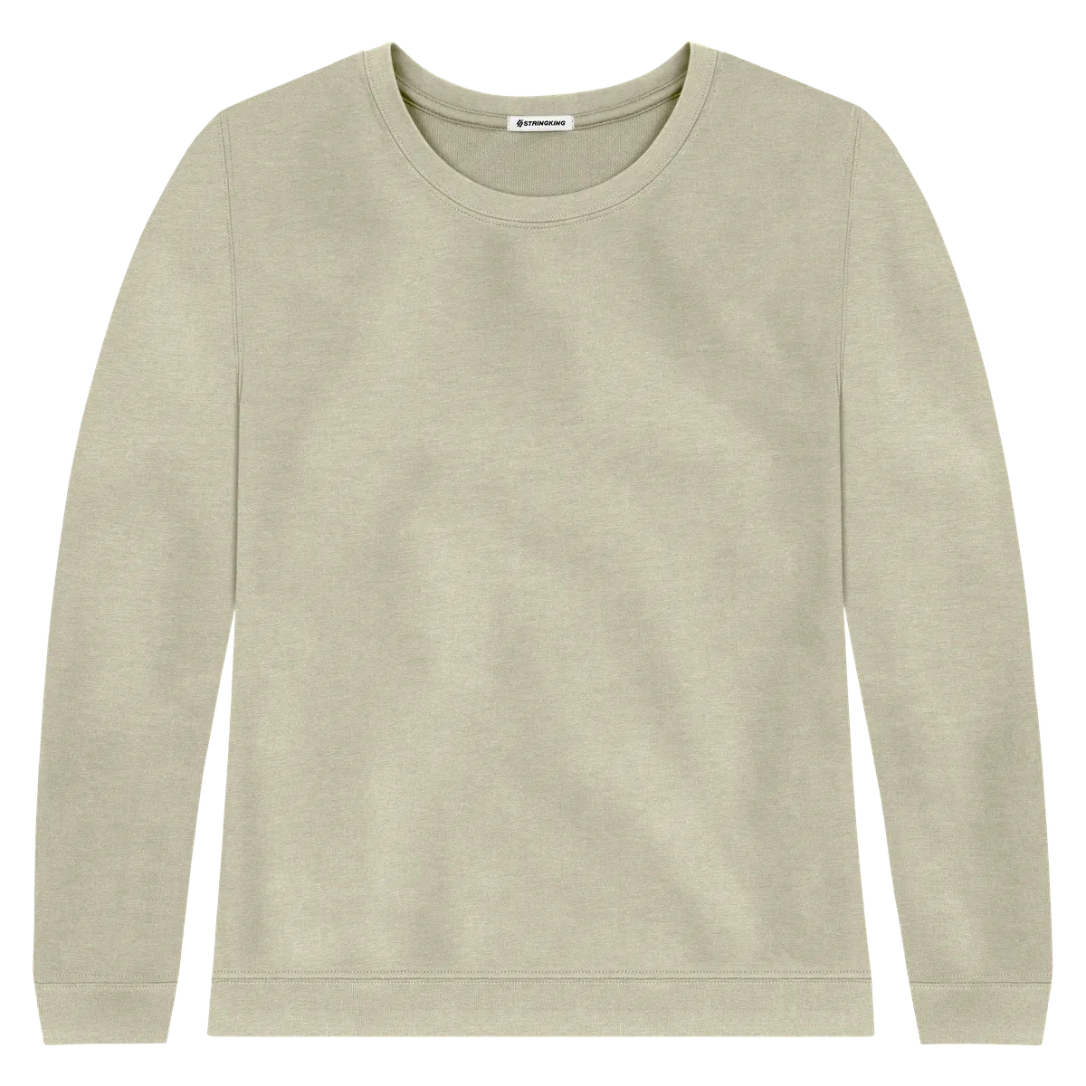 StringKing Women's Pima Cotton Crewneck Sweatshirt - Relaxed Fit, Khaki Green, Front