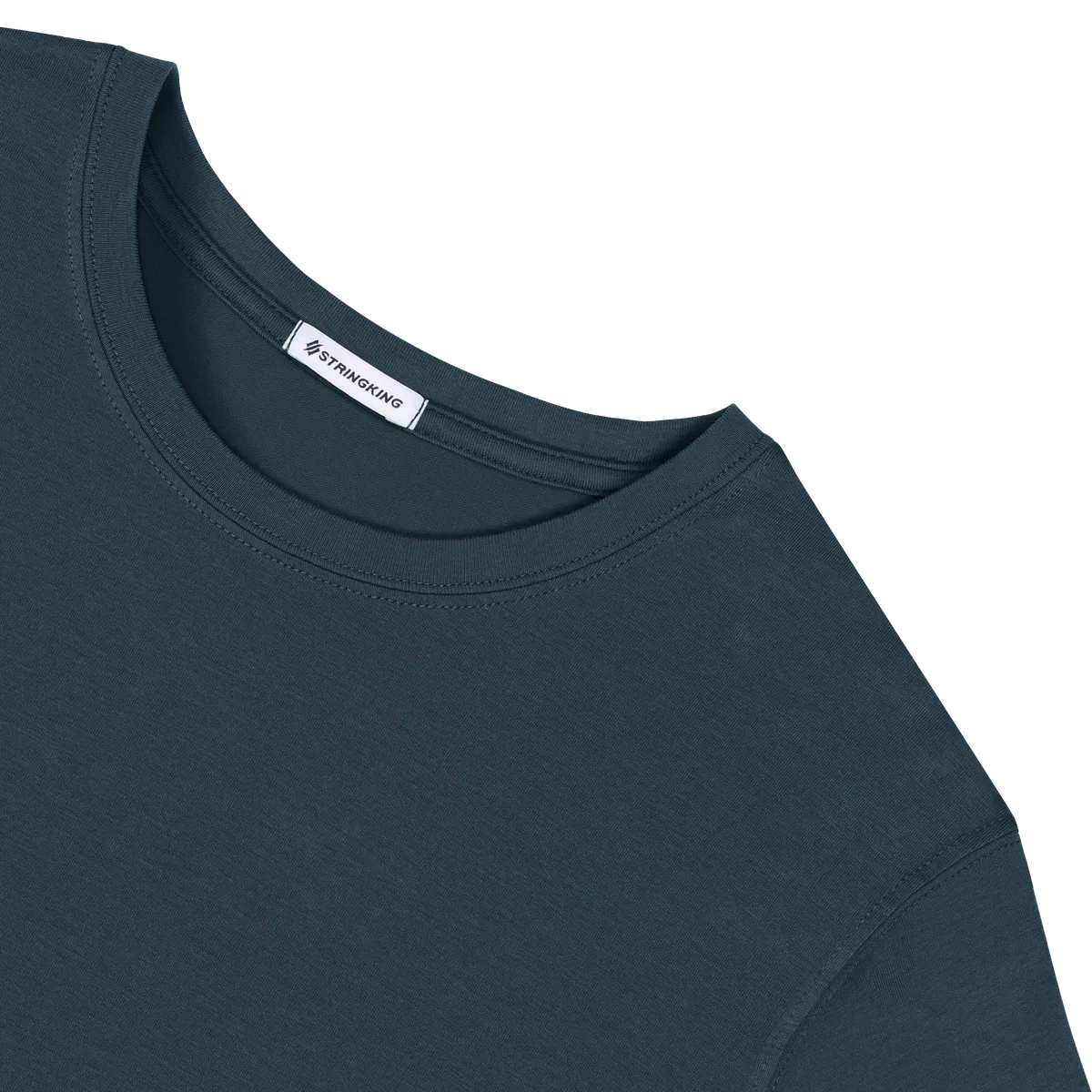 StringKing Men's Pima Cotton Long Sleeve Crewneck T-Shirt - Sharp Fit, Navy, Detail