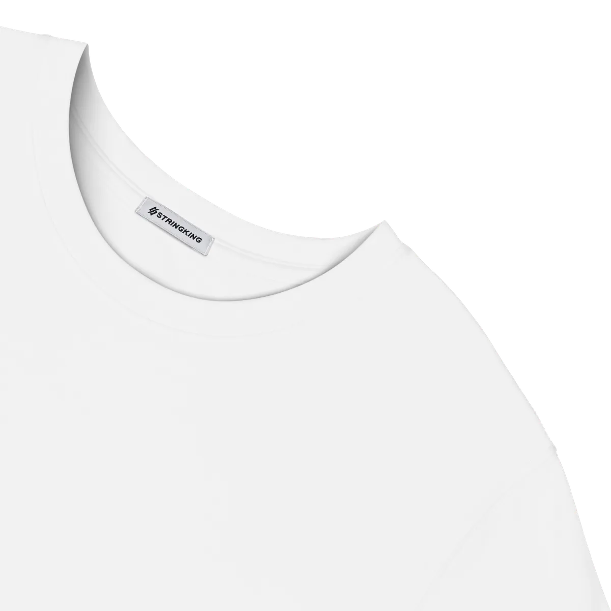 StringKing Men's Pima Cotton Short Sleeve Crewneck T-Shirt - Relaxed Fit, White, Detail