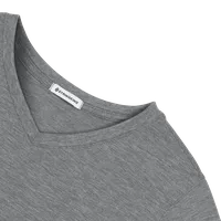 StringKing Women's FlexStyle Short Sleeve V-Neck T-Shirt - Relaxed Fit, Heather Gray, Detail