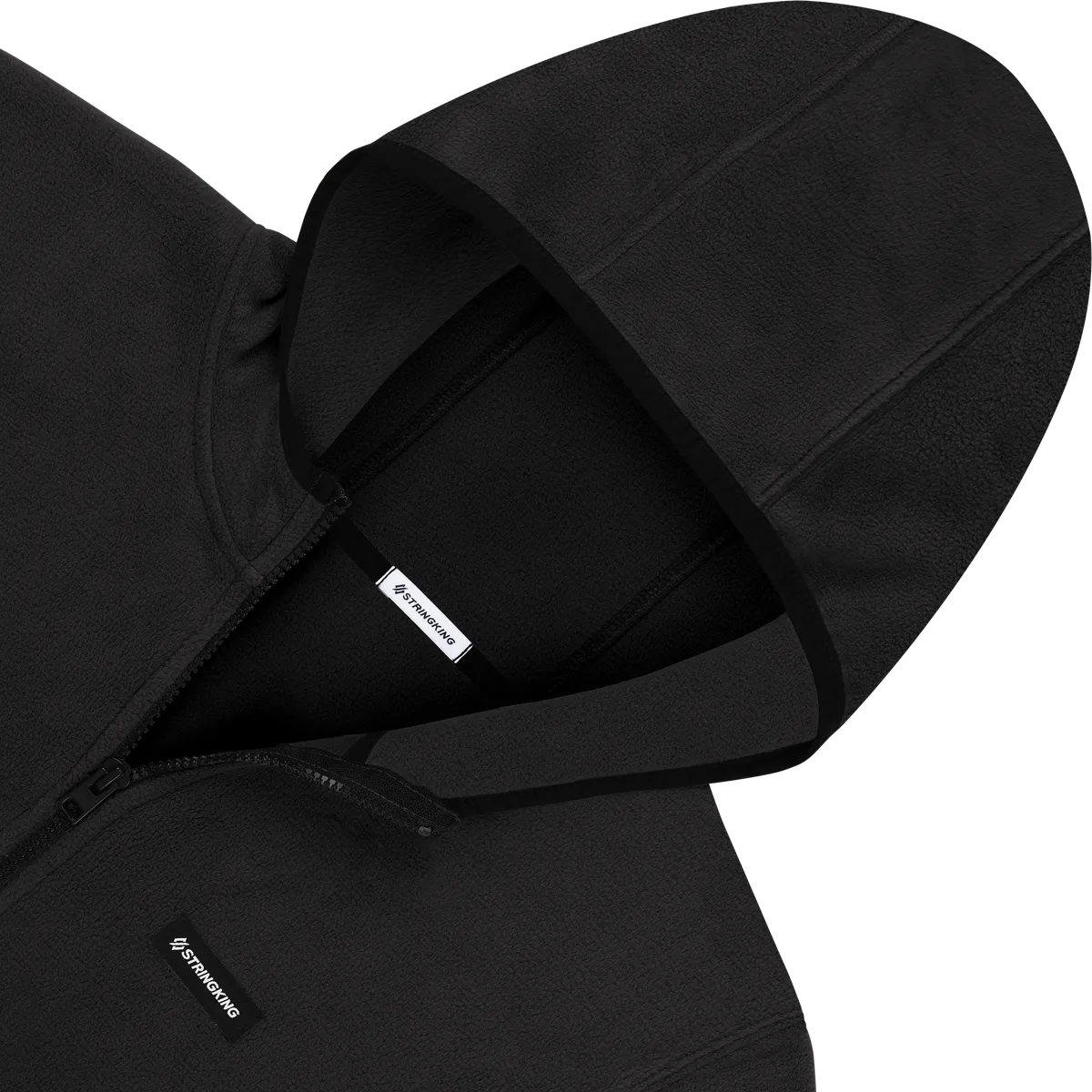 StringKing Men's Polartec Fleece Full Zip Hoodie Pro - Sharp Fit, Meteorite, Detail