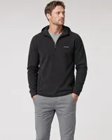 StringKing Men's Polartec Fleece Quarter Zip Hoodie with Pockets - Sharp Fit, Meteorite, Full Front - Human Model - Top of head to Knees