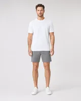 StringKing Men's Pima Terry Tee - Relaxed Fit, White, Full Front - Human Model