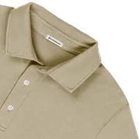 StringKing Men's Pima Cotton Polo Sweatshirt - Relaxed Fit, Warm Khaki, Detail
