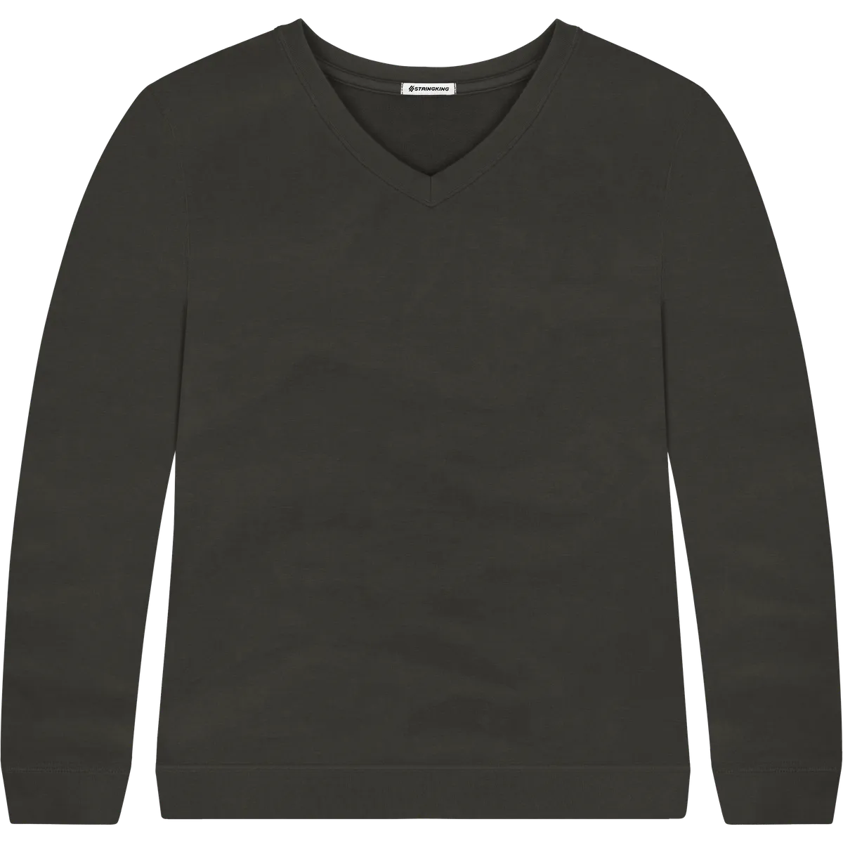 StringKing Women's Pima Terry V-Neck Sweater - Sharp Fit, Peat, Front