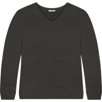 StringKing Women's Pima Terry V-Neck Sweater - Sharp Fit, Peat, Front