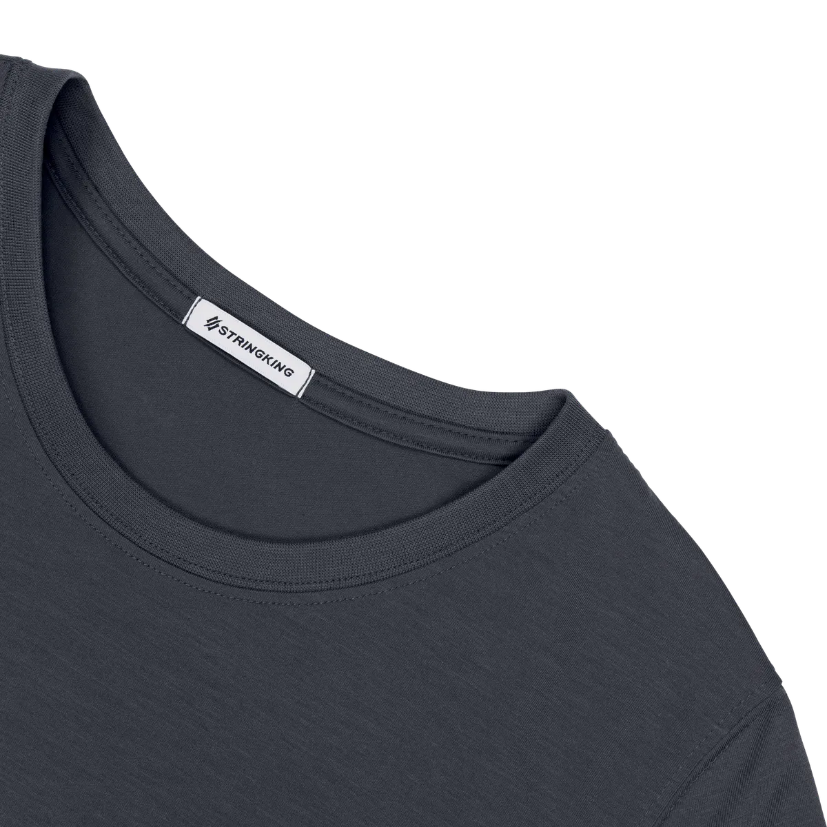 StringKing Women's FlexStyle Long Sleeve Crewneck T-Shirt - Relaxed Fit, India Ink, Detail