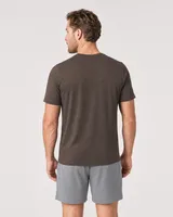 StringKing Men's Pima Jersey Pocket Tee - Sharp Fit, Wren, Full Back - Human Model - Top of head to Mid-thigh