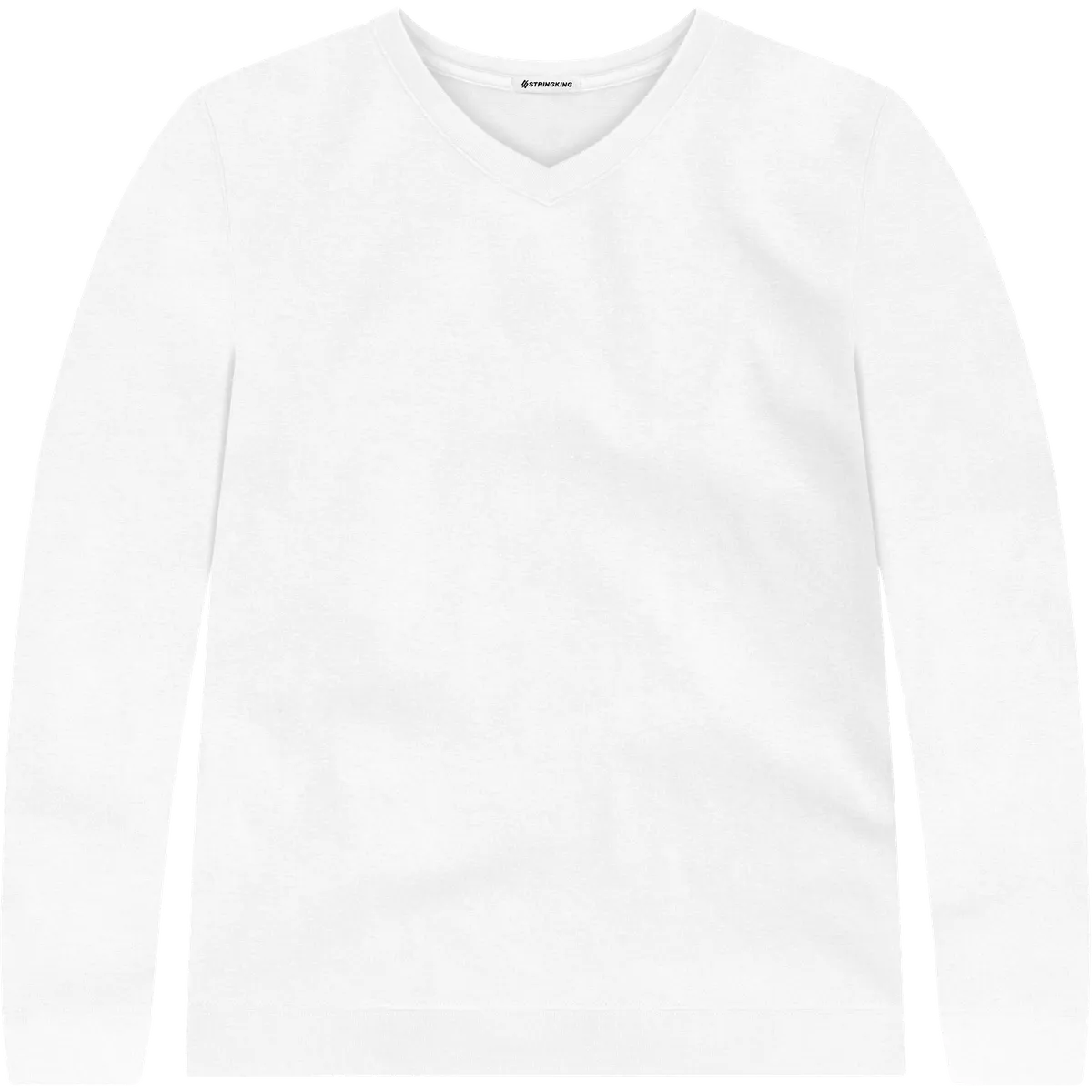 StringKing Men's Pima Terry V-Neck Sweater - Sharp Fit, White, Front