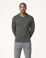 StringKing Men's Pima Jersey Hoodie - Sharp Fit, Moss, Full Front - Human Model - Top of head to Knees